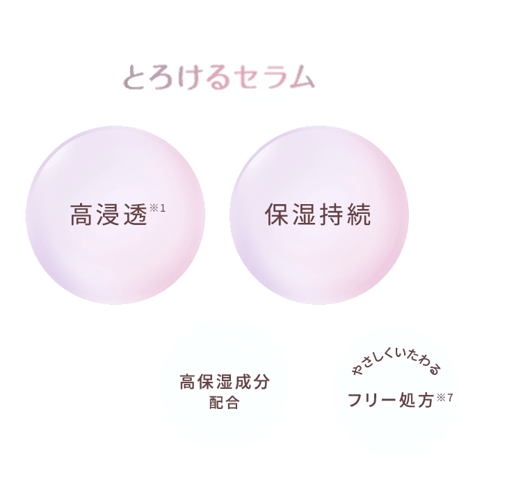 高浸透 保湿持続 高保湿成分配合 やさしくいたわるフリー処方